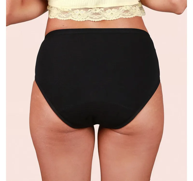 Taynie Taynie Periodenslip Basic extra stark - Periodenunterwäsche starke Blutung - Damen (1-St., 1er-Pack) Auslaufsichere Periodenunterwäsche / Periodenslip aus Bio Baumwolle, Schwarz, – Produktbild 4 von 5