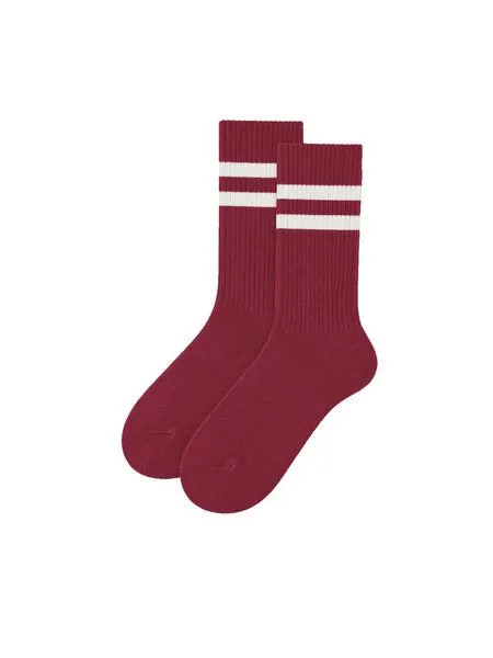 FUXBAU FUXBAU Retro Tennissocken, Bordeaux creme, – Produktbild 3 von 4