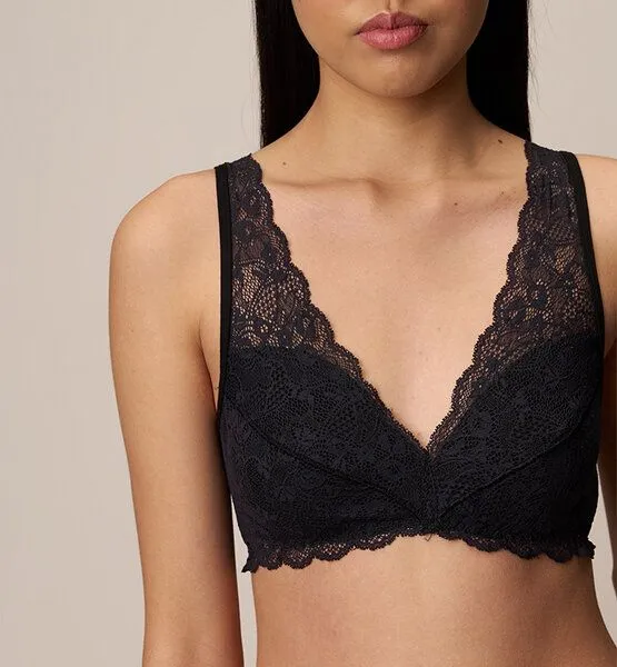 CASAGiN CASAGiN Bralette-BH aus natürlichem Bio-Stoff und weicher Öko-Spitze mit schlichtem Design, Schwarz, – Produktbild 1 von 4