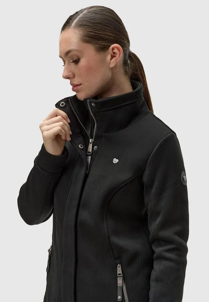ragwear ragwear Sweatjacke Letrice Bonded Elegante Zip-Jacke mit hohem Kragen in Feinstrickoptik, Schwarz, – Produktbild 5 von 5