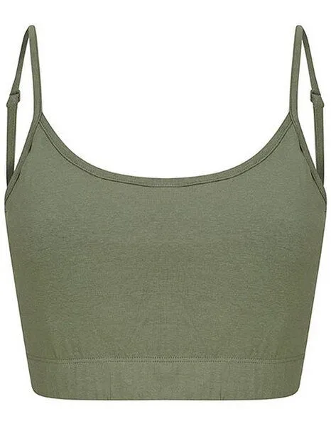 Skinnifit SF Skinnifit SF Damen Cropped Top Bauchfrei aus Recycelten Materialien, Khaki, – Produktbild 2 von 4