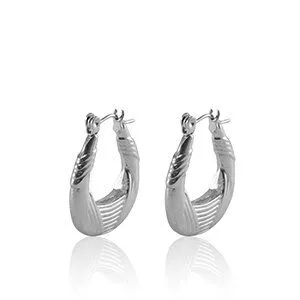ELEKTROPULLI Elektropulli Ovale Creolen mit Ethno Struktur 20mm x 23mm, Silber, – Produktbild 1 von 1