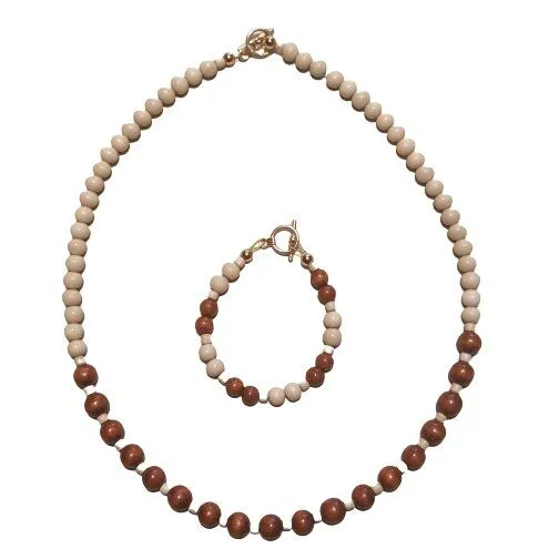 ReineNatur ReineNatur Schmuckset aus Holzkugeln - Kette & Armband - Knebelverschluss – Produktbild 1 von 2