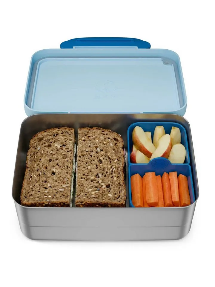 Affenzahn Affenzahn Lunchbox Edelstahl Brotdose, Edelstahl, (Edelstahl Brotdose, 2-tlg., 1x Brotdose, 1x Trennfach), spülmaschinengeeignet bis 45 Grad, Handwäsche empfohlen, Blau, – Produktbild 5 von 5