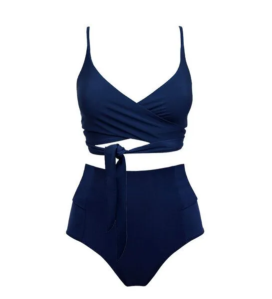Anekdot Anekdot Bikini Set Lin Top + Bow-Back Slip, Navy (blue), – Produktbild 1 von 3