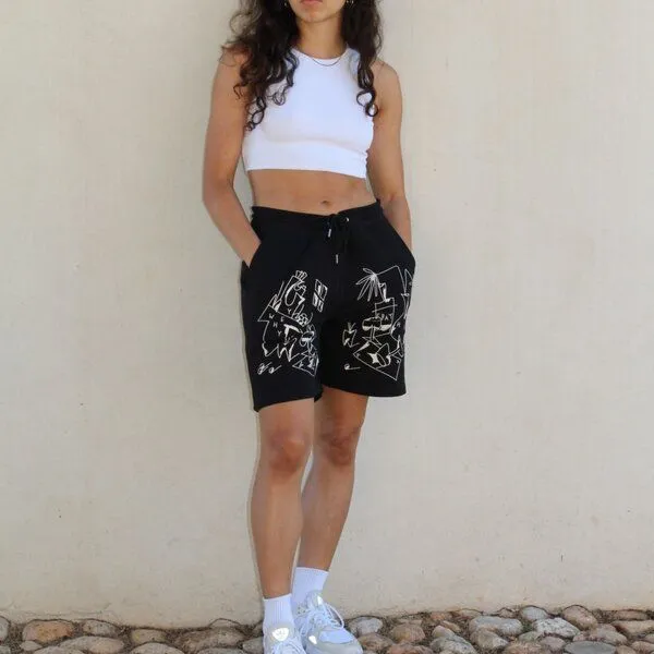 hey hey studios hey hey studios Damen Shorts „why ebay“ French Terry aus Bio-Baumwolle, Schwarz, – Produktbild 2 von 4