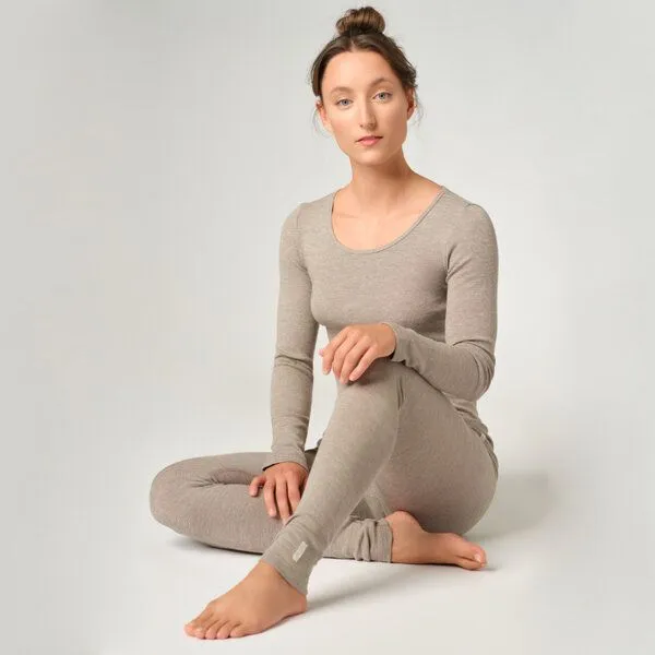 comazo|earth comazo|earth Damen Leggings aus Wolle-Seide Mix | GOTS zertifiziert, Nougat-melange, – Produktbild 2 von 4