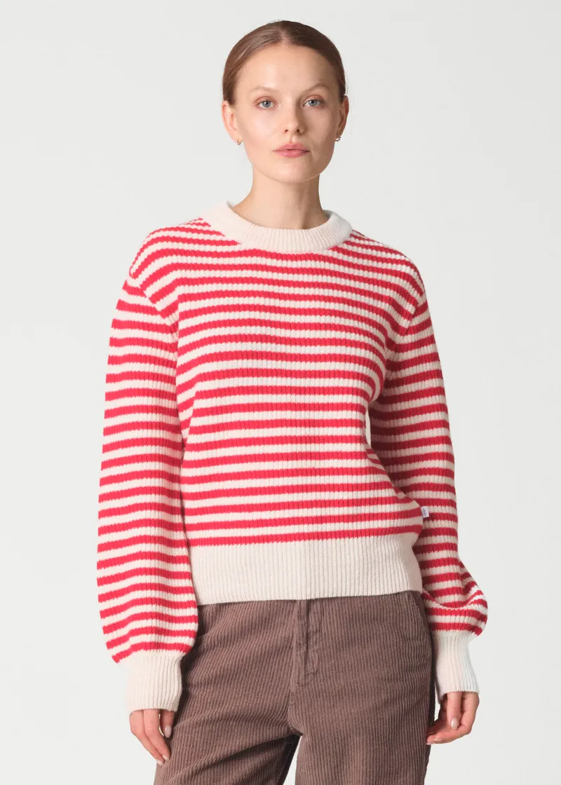 Klitmøller Merino Strickpullover Modell: Gunilla, Cream/red, – Produktbild 1 von 2