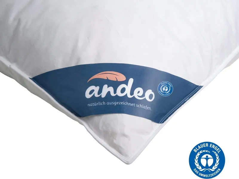 andeo Federkopfkissen ANDEO, Füllung: 70% 'Federn & 30% Daune, Bezug: Bio-Baumwolle, NATÜRLICH AUSGEZEICHNET SCHLAFEN, Weiß, – Produktbild 2 von 5