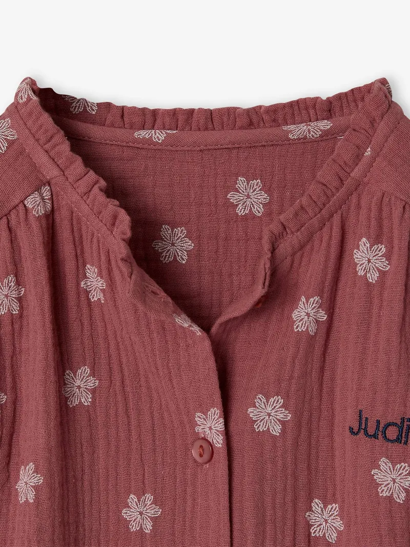 Vertbaudet Vertbaudet Mädchen Hemdbluse aus Musselin, Malve, – Produktbild 4 von 4