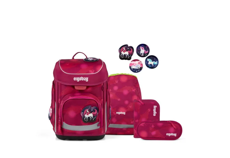 Ergobag Ergobag Schulranzen Schulranzen-Set CUBO MondzauBär 5-teilig (5-teilig), ergonomisch, höhenverstellbar, Your-Size-System, ab 1. Klasse, Lila, – Produktbild 1 von 5