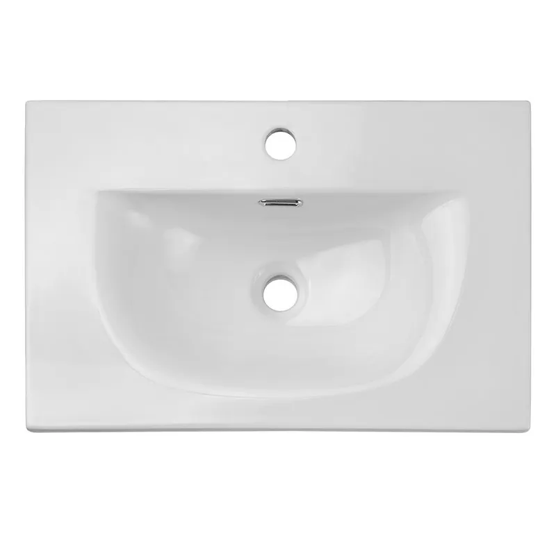 Lomadox Waschtisch NEWPORT-56-CASHMERE, 61cm mit Keramikwaschbecken, kaschmir, gerillte Front, Beige|weiß, – Produktbild 3 von 5