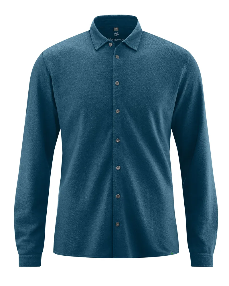 HempAge Hempage Herren vegan Shirt Aus Slub Jersey Reef Blaugrün, Blau, – Produktbild 1 von 2