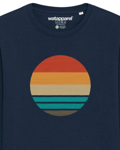 watapparel watapparel Sweatshirt Unisex Retro Sunset Ocean, French navy, – Produktbild 3 von 4
