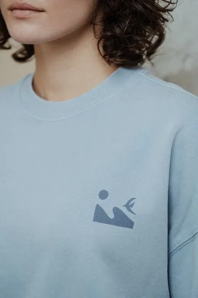 Kultgut Kultgut Artdesign- Biofair- Vintagelook Pulloversweater / Sea Soul, Hellblau, – Produktbild 4 von 4