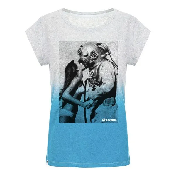 Lexi&Bö Lexi&Bö Vintage Diver Damen Dip Dye T-Shirt, Blau-grau, – Produktbild 1 von 2