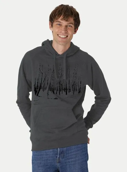 Peaces.bio - handbedruckte Biomode Peaces.bio - handbedruckte Biomode Hoodie Woodland Herren, Graphitgrau, – Produktbild 2 von 2