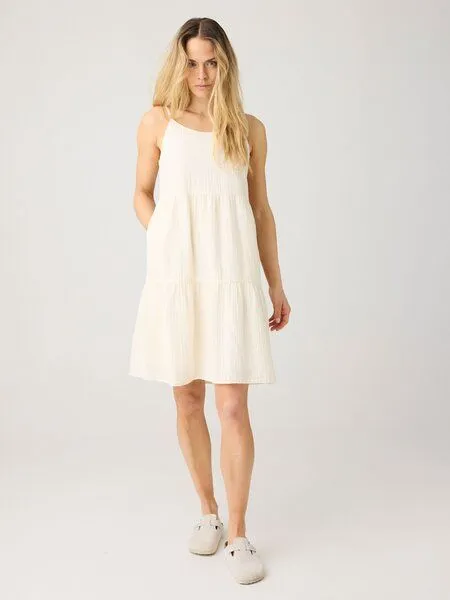 KnowledgeCotton Apparel KnowledgeCotton Apparel Slub Trägerkleid aus Bio-Baumwolle, Weiß-egret, – Produktbild 1 von 2