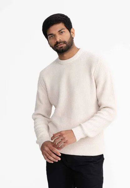 MELA MELA Strickpullover RAVI aus 100% Bio-Baumwolle, Cream melange, – Produktbild 1 von 4
