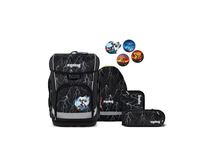 Ergobag Ergobag Schulranzen Schulranzen-Set CUBO LIGHT Super ReflektBär 5-teilig, 25/26 (5-teilig), Superleicht, Hugging-Rückensystem, für kleine/schmale Kinder, Schwarz, – Produktbild 1 von 3