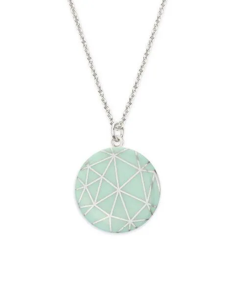 lille mus lille mus Halskette mit Porzellananhänger 'Geo' SILBER, Mint, – Produktbild 1 von 2