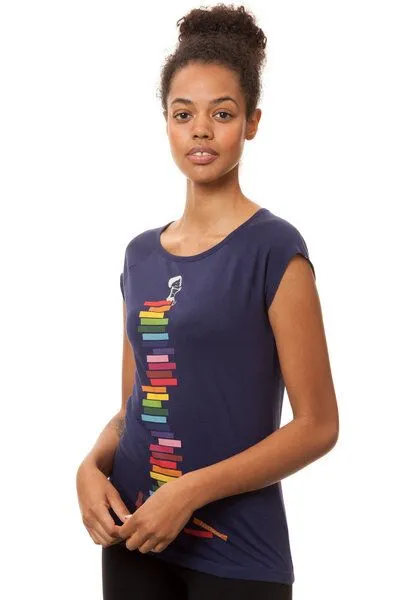 FellHerz FellHerz Damen T-Shirt Books Girl Bio Fair, Midnight (blau), – Produktbild 3 von 4