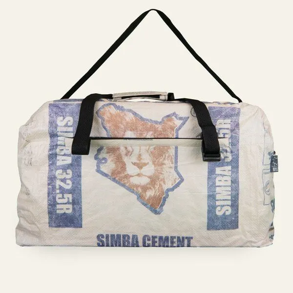 Nyuzi Blackwhite Nyuzi Blackwhite Upcycling Weekender | Sporttasche mit Rucksackfunktion recycelt aus Zementsäcken, Blau simba cement, – Produktbild 1 von 4