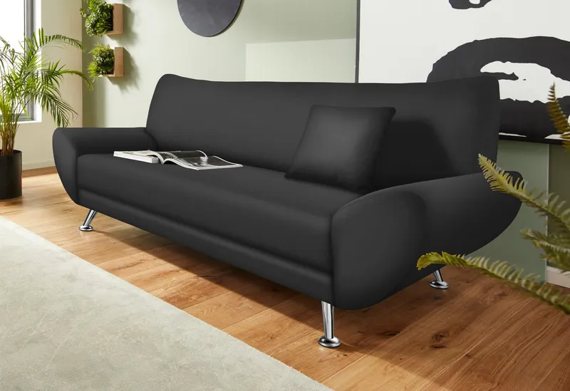 Home affaire 3-Sitzer Saltare elegant & komfortabel, toller Designfuß, bequem, Breite 205cm, Schwarz, – Produktbild 1 von 5