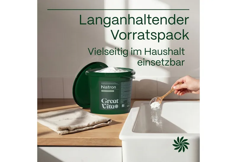 GreatVita Backzutat Natron Pulver 5kg Eimer Lebensmittelqualität - Baking Soda – Produktbild 5 von 5