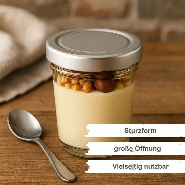 mikken mikken 20 kleine Dessertgläser 65ml – Einmachgläser mit Schraubdeckel, Silber, – Produktbild 2 von 3