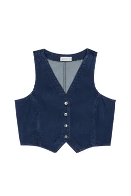 DAWN Dawn Damen vegan Astra - Denim Vest - Dark Blue – Produktbild 1 von 1