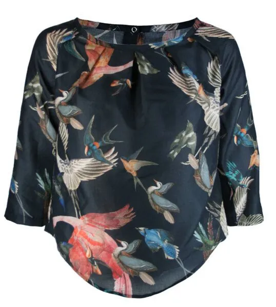 FORMAT FORMAT TARA Bluse, Gemustert (birds), – Produktbild 1 von 3