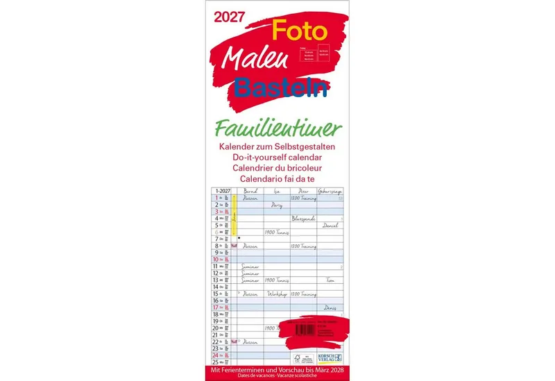 Korsch Verlag Wandkalender Foto-Malen-Basteln Familientimer 2027 – Produktbild 1 von 2