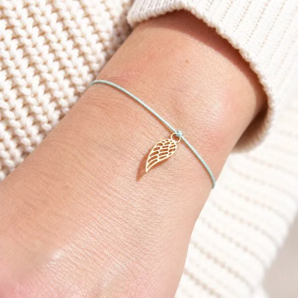 Bow & Hummingbird Bow & Hummingbird Schutzengel Armband „Ich schenke dir einen Schutzengel“ – Glücksbringer mit Engelsflügel, 24 Karat vergoldet, Mint, – Produktbild 3 von 3