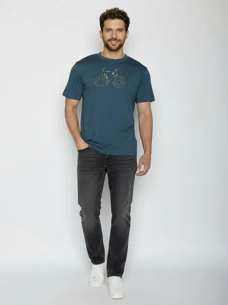 GreenBomb GREENBOMB Knut 2 Fusion - Lässiges Oversize-T-Shirt aus Bio-Baumwolle / hochwertiger Print / GOTS / Fair & Vegan, Blau (blue pine), – Produktbild 3 von 4