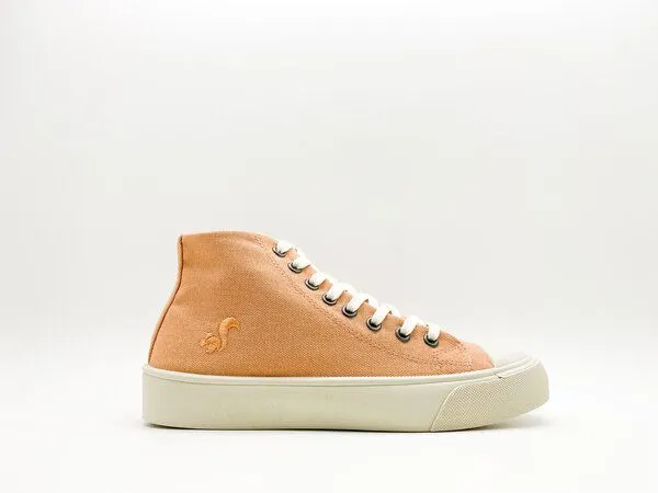 thies Veganer Sneaker "thies ® Natural Dye Cup Hi" aus Biobaumwolle, Apricot (orange), – Produktbild 2 von 4