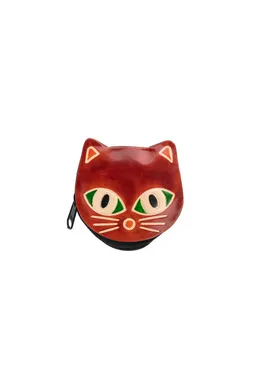 Tranquillo Handgeprägte Geldbörse CAT – Leder - rot – Produktbild 1 von 1