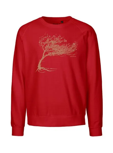 Peaces.bio - handbedruckte Biomode Peaces.bio - handbedruckte Biomode Bio Damen-Sweatshirt Loose Fit Windy Tree, Rot, – Produktbild 1 von 2