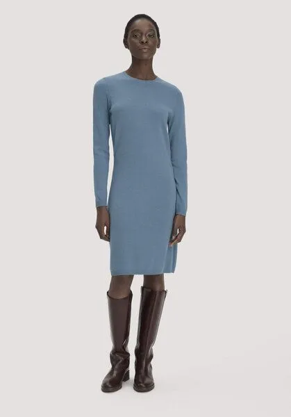 hessnatur hessnatur Strickkleid Regular aus Bio-Schurwolle mit Cashmere, Kristallblau, – Produktbild 1 von 4