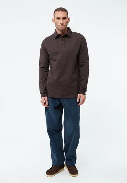 Givn Berlin Givn Berlin Sweater GBHANNES aus Bio-Baumwolle mit Kragen und Knopfleiste, Coffee brown, – Produktbild 2 von 3