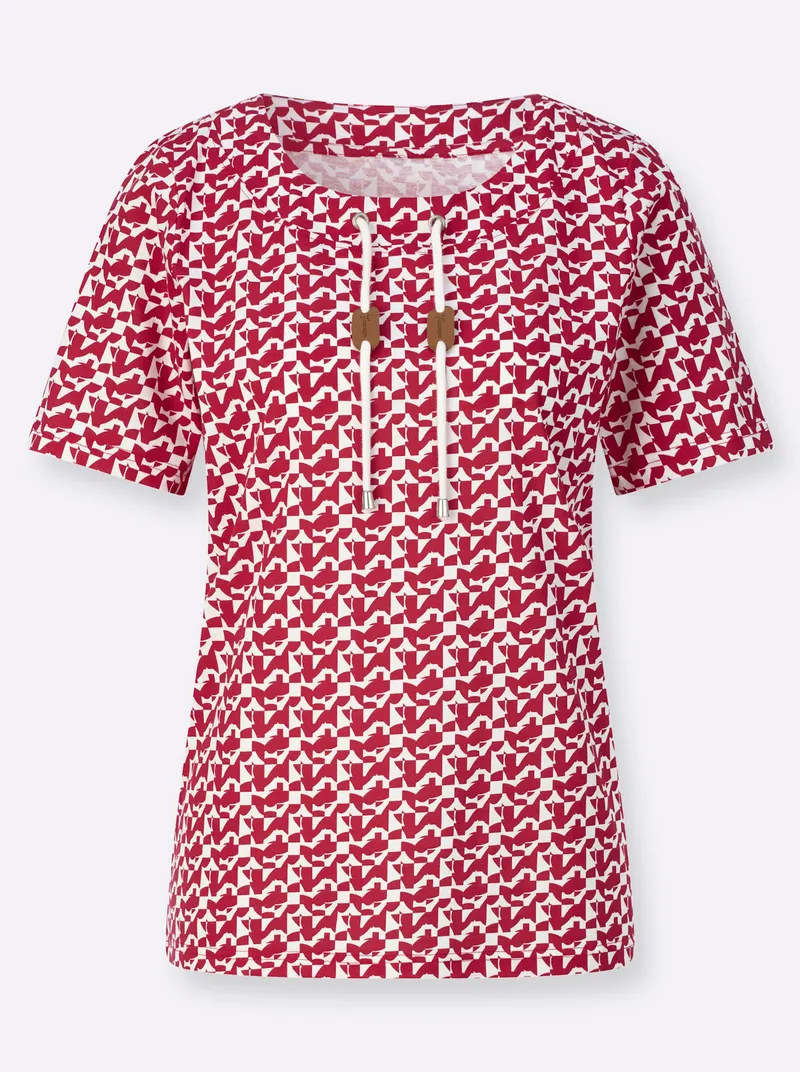Witt Shirt rot-ecru-bedruckt, Rot-ecru-bedruckt, – Produktbild 1 von 2