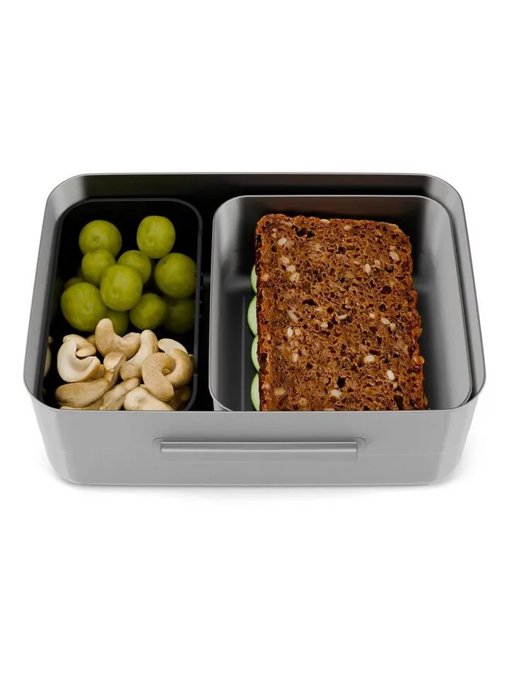 Ergobag Ergobag Lunchbox Edelstahl Brotdose, Edelstahl, (Edelstahl Brotdose, 3-tlg., 1x Brotdose, 1x Trennfach), spülmaschinengeeignet bis 45 Grad, Handwäsche empfohlen, Grau, – Produktbild 4 von 4