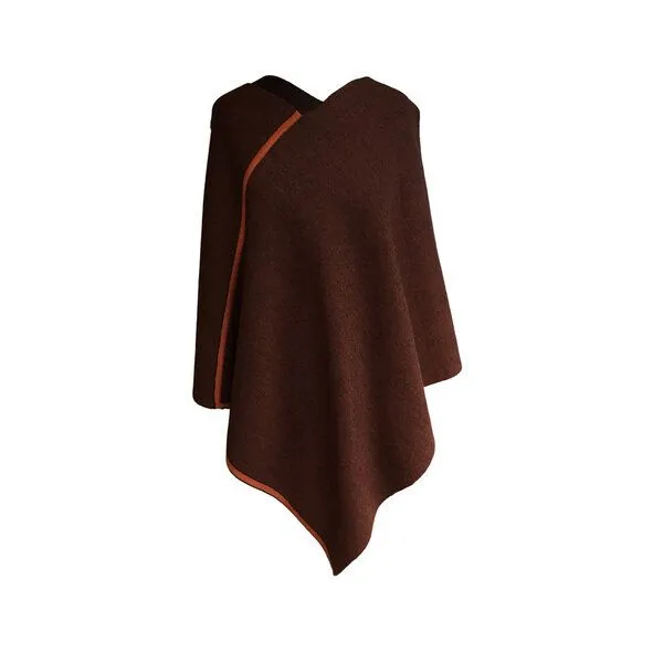 austriandesign.at austriandesign.at DreieckPoncho reversibel dünn aus extrafeiner Merinowolle, Rotbraun/orange, – Produktbild 1 von 3