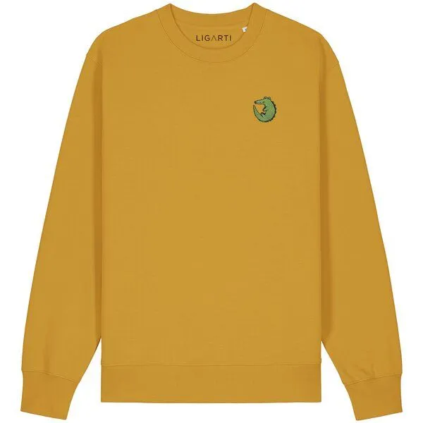 LIGARTI Bestickter Pullover – Ali das Krokodil – LIGARTI Tiermanufaktur, Senfgelb, – Produktbild 1 von 2