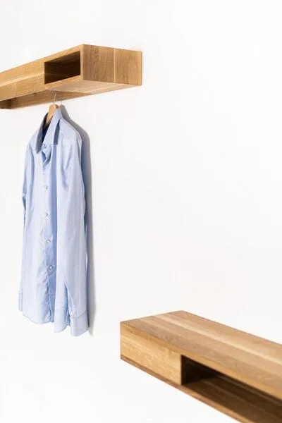 kleiderleiter_de kleiderleiter_de Garderobe GA 1 Set Wandgarderobe GA 2 und Wandregal GA 1 Eichenholz – Produktbild 2 von 4