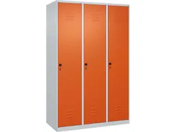 C+P C+P Spind Classic PLUS, 3 Abteile, 1850x1200x500mm, Lichtgrau/Reinorange – Produktbild 1 von 1