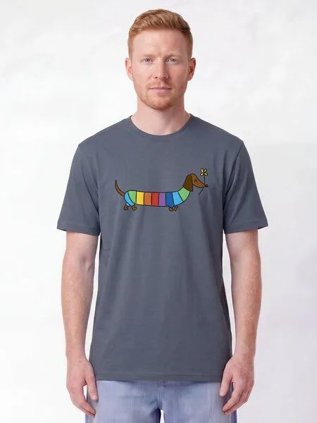 watapparel watapparel T-Shirt Unisex Regenbogen Dackel, Blue grey, – Produktbild 2 von 2