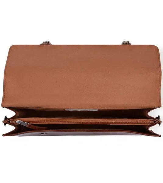 Will's Vegan Shop Will's Vegan Shop Klassische Aktentasche aus veganem, italienischen Leder, Braun, – Produktbild 4 von 4