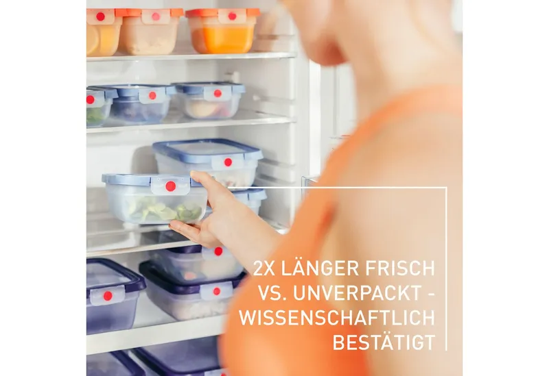 EMSA EMSA 3er-Set Frischhaltedosen aus Kunststoff "oneClick" 0,5l, 1,2l, 2,3 l, Orange, – Produktbild 6 von 6