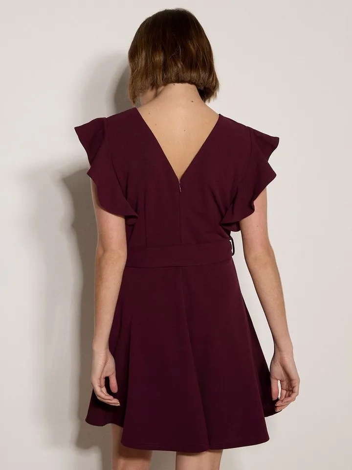 Apricot Apricot Minikleid Mini-Kleid aus Jersey-Crêpe (2-tlg., mit Stoffgürtel) mit Rüschenärmeln, Rot, – Produktbild 3 von 5